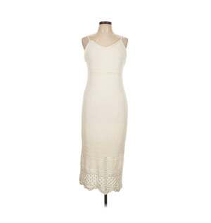 Freshman 1996 Cream Crochet Knit Midi Dress XS Boho Cottagecore Beachy
